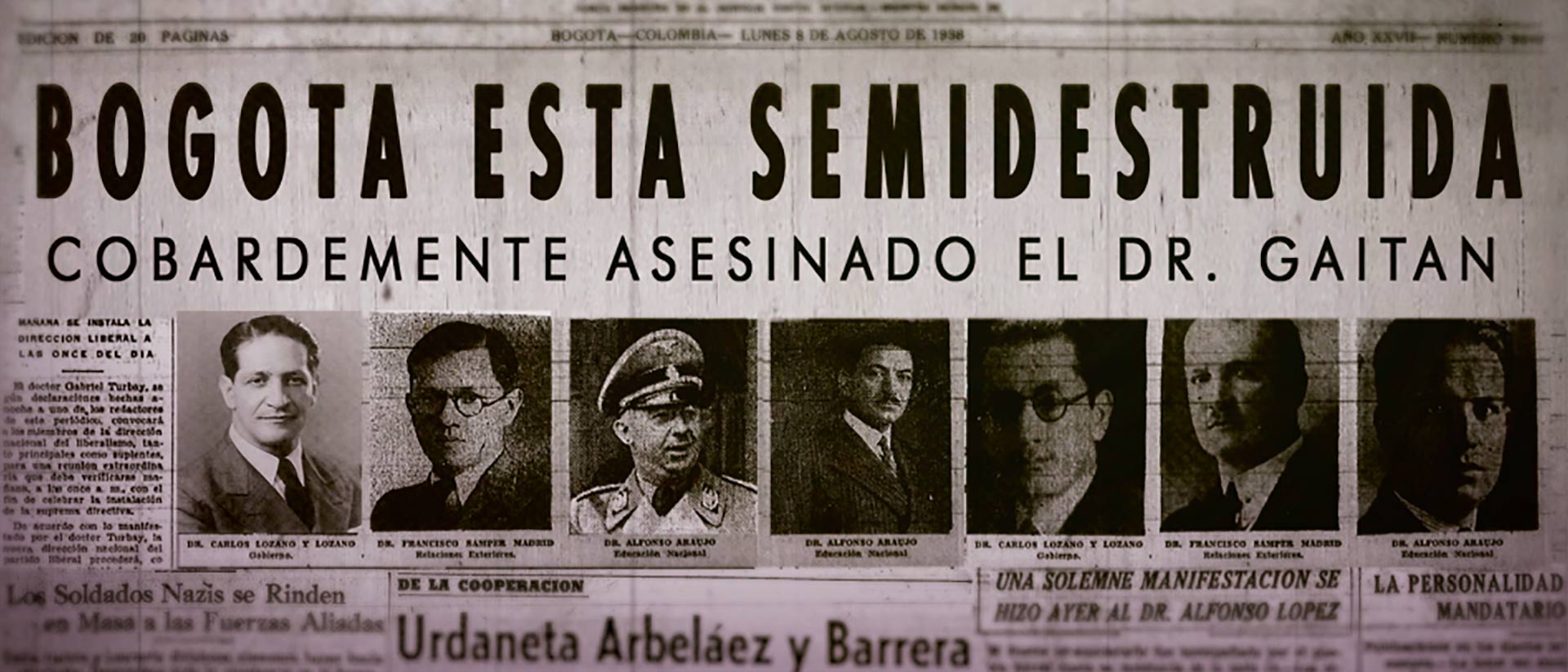 Titular de periódico antiguo El hombre detrás de la noticia