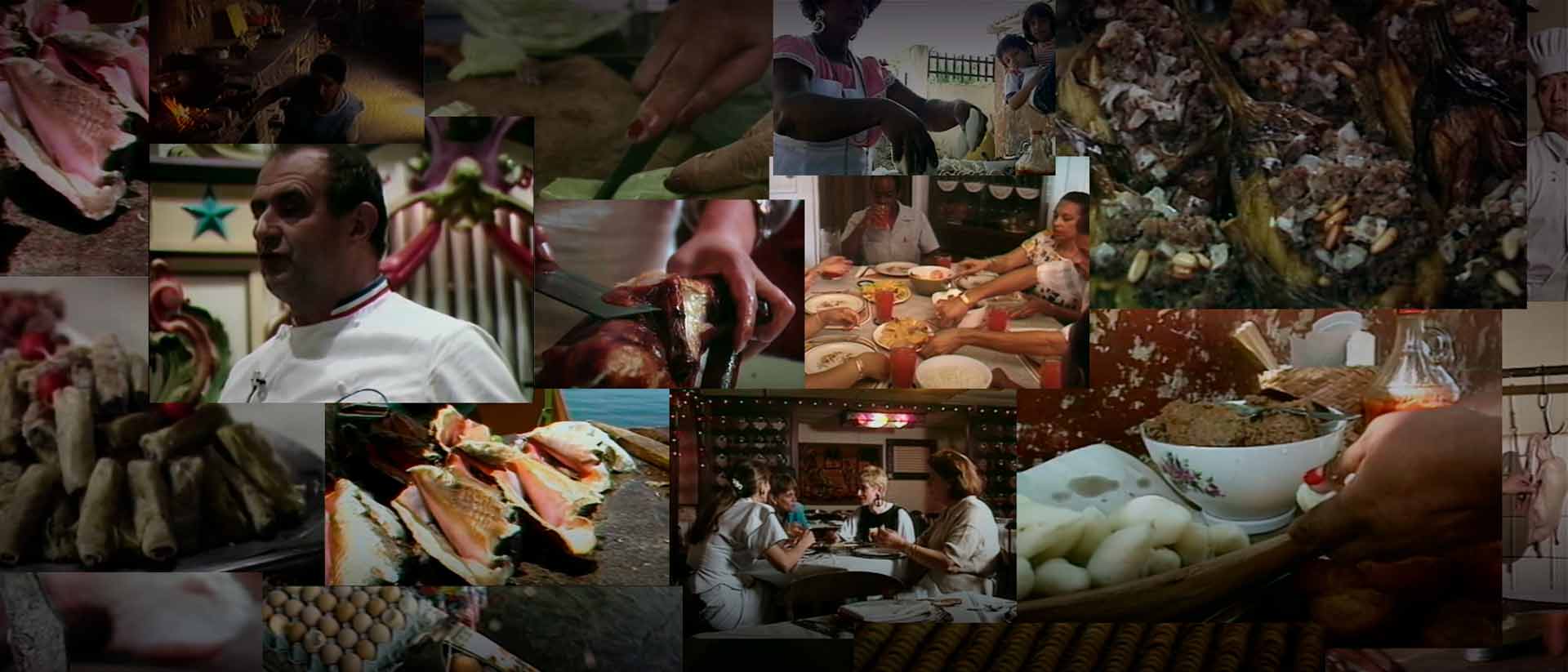 Mosaico de comidas típicas de distintas culturas 