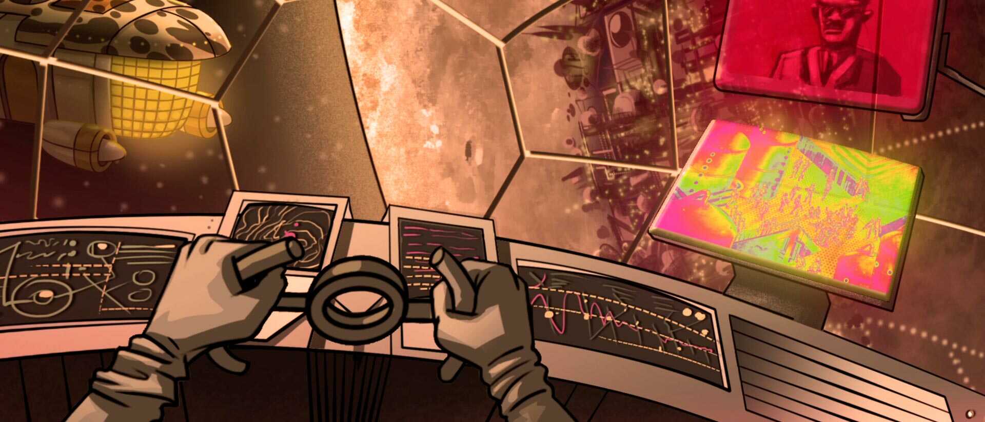 Panel de control de una nave espacial