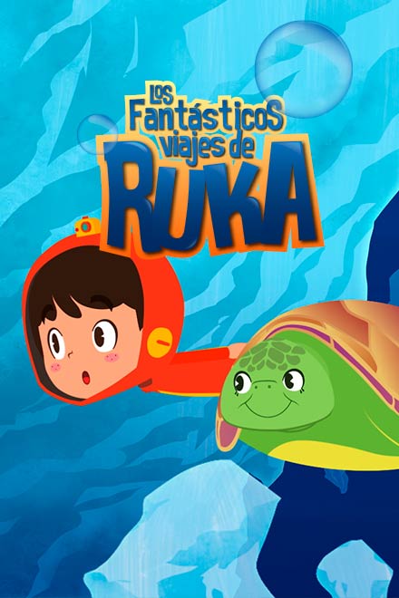 Póster Los fantásticos viajes de Ruka, animales marinos, viajes, familia, viajar en familia, series gratis, series online, ruka, nuna, lyn
