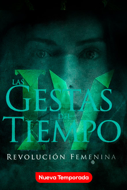 Póster Mira ahora Las gestas del tiempo, la serie de ciencia ficción de Canal Institucional para educar sobre la historia de colombia, en la plataforma de streaming RTVCPlay