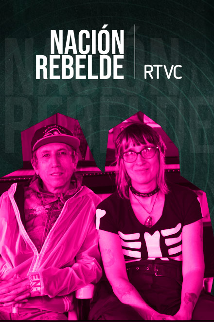 Afiche oficial Nación Rebelde, serie transmedia sobre la historia del rock colombiano de RTVC