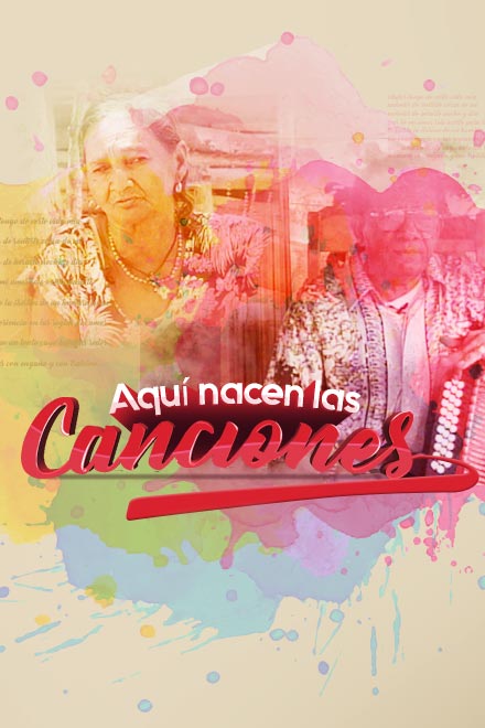 Póster oficial del pódcast musical Aquí nacen las canciones, disponible en RTVCPlay