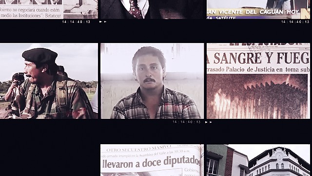 Mosaico de imágenes relacionadas con el conflicto armado en Colombia 