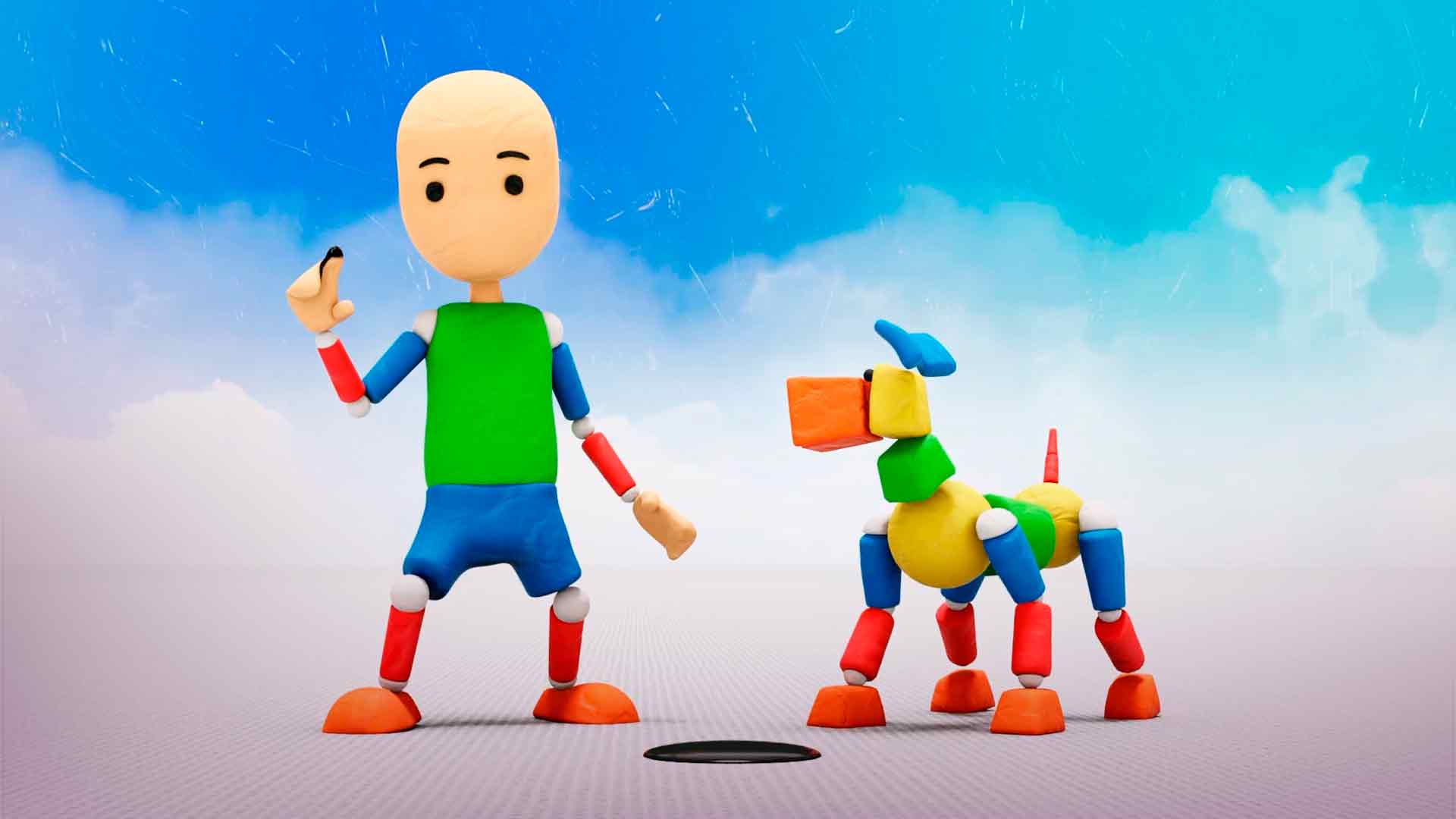 Niño y perro en animación 3D
