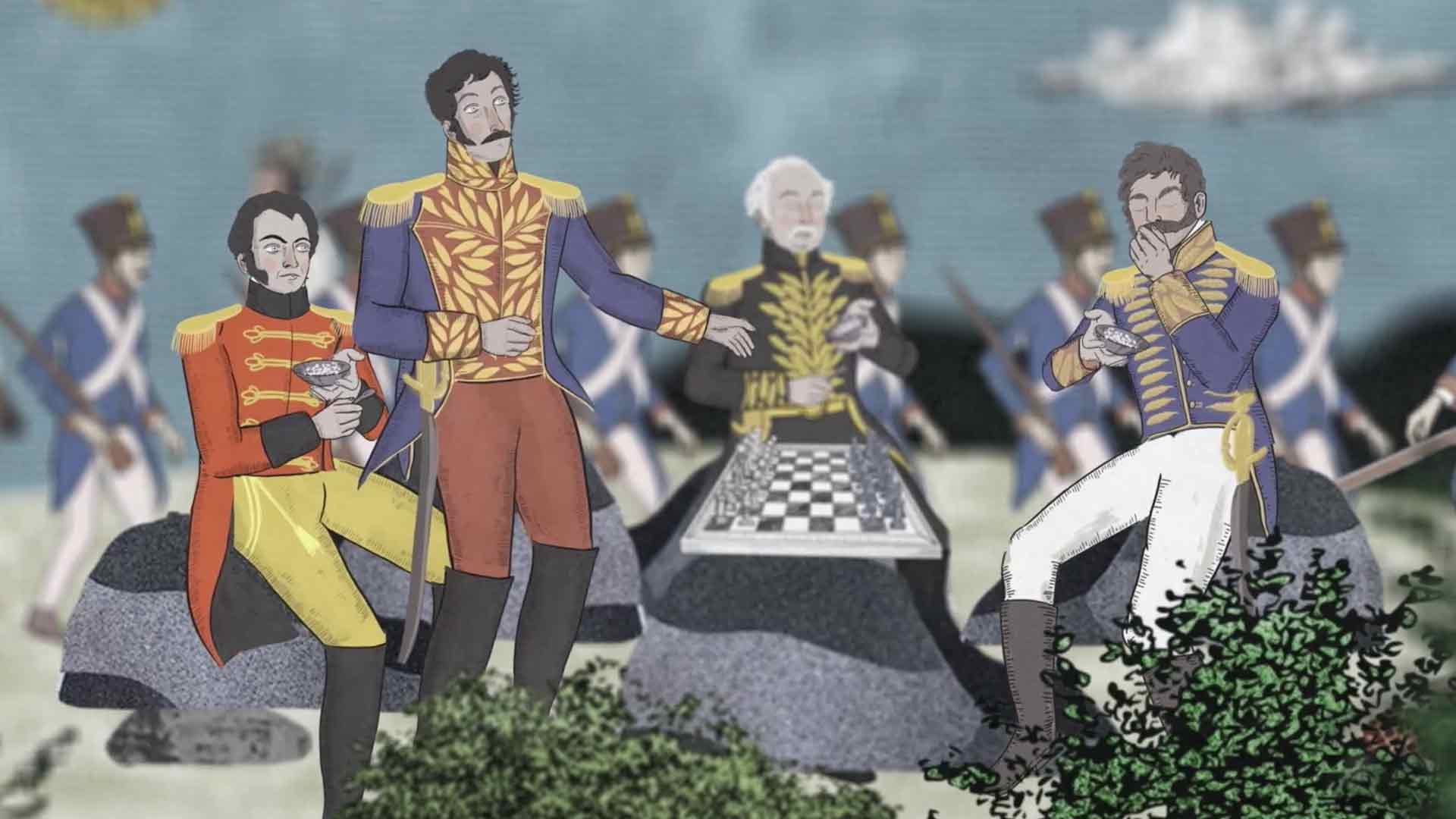 Los próceres de la Independencia de Venezuela durante la Batalla de Carabobo