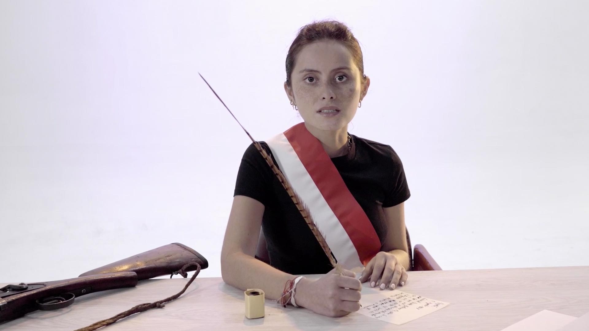 Camila Jurado interpretando uno de los discursos de Manuelita Sáenz 