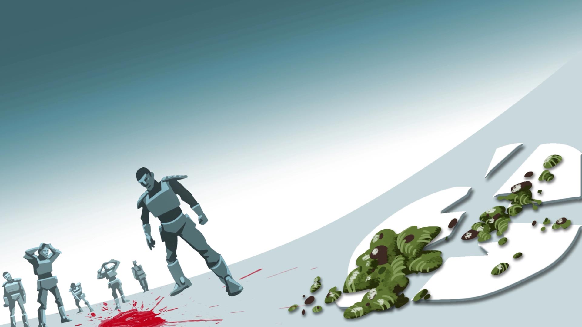 Soldados observan la sangre derramada, gravedad, planeta tierra, maquina espacial, series gratis, series animadas, series online, series de señal colombia, series para niños