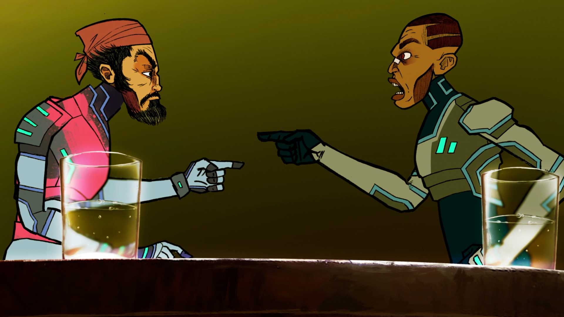 Dos personas una del grupo rebelde y otra oficial, gravedad, planeta tierra, maquina espacial, series gratis, series animadas, series online, series de señal colombia, series para niños