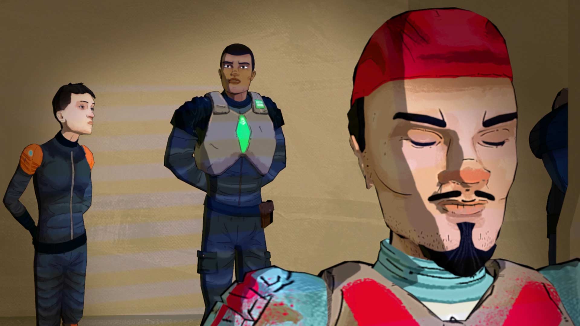 tres personas pensativas tras una conversación 