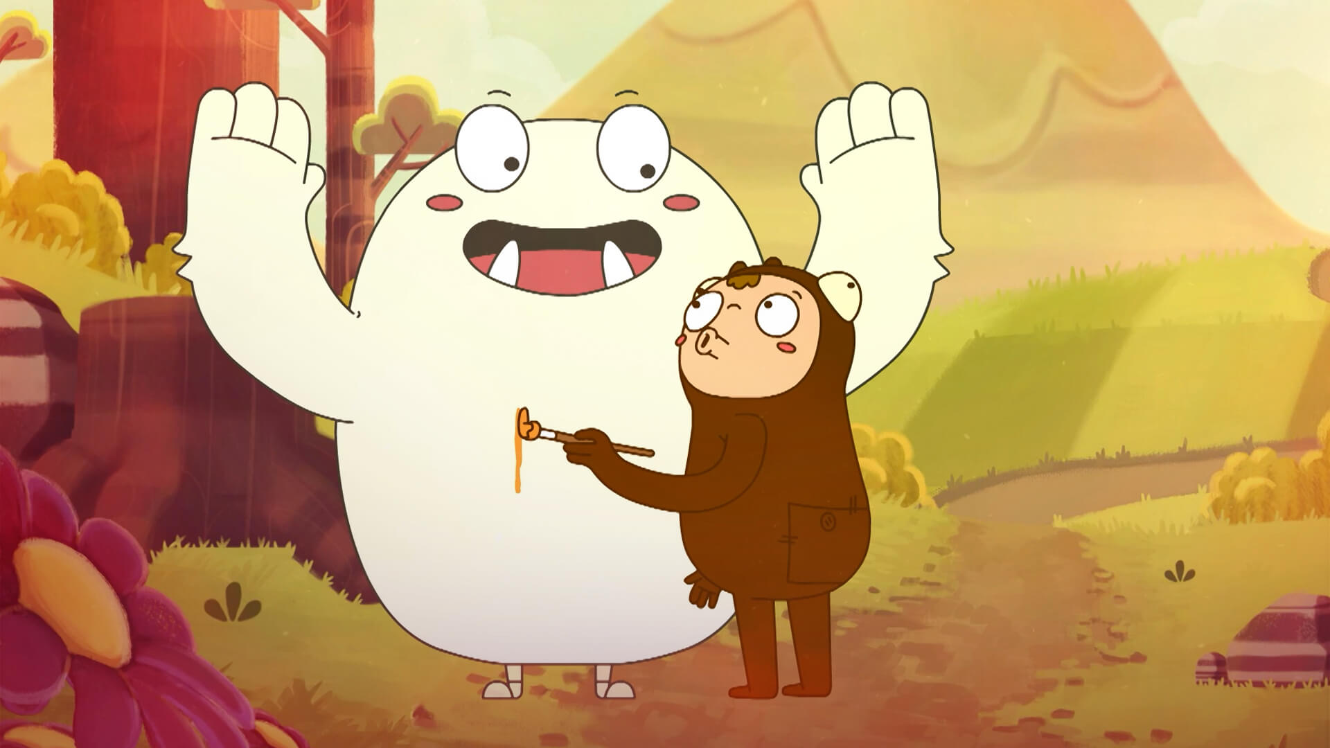 Monstruos juegan a pintarse el cuerpo 