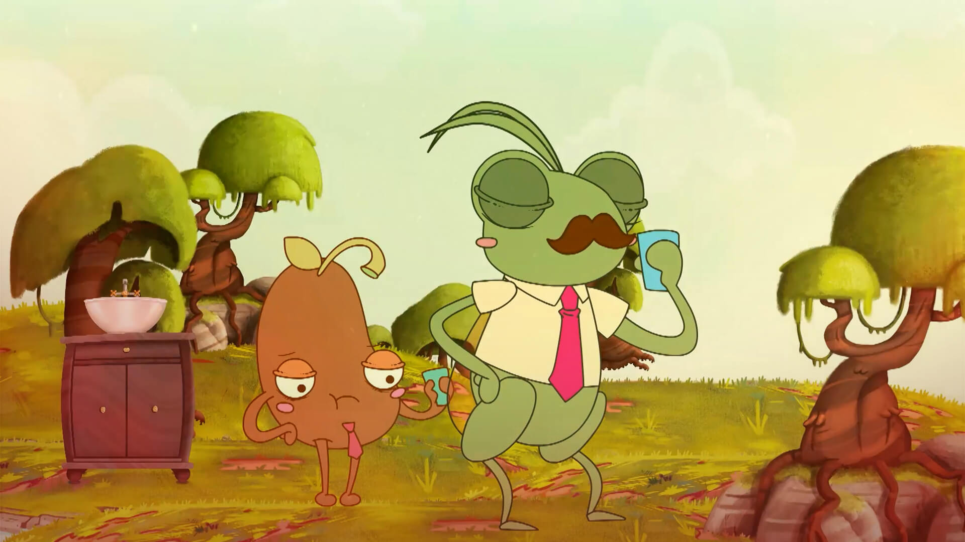 Don grillo tomando agua