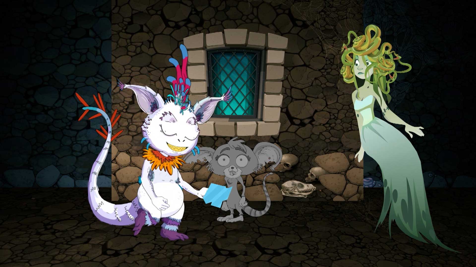 monstruos en gruta subterránea