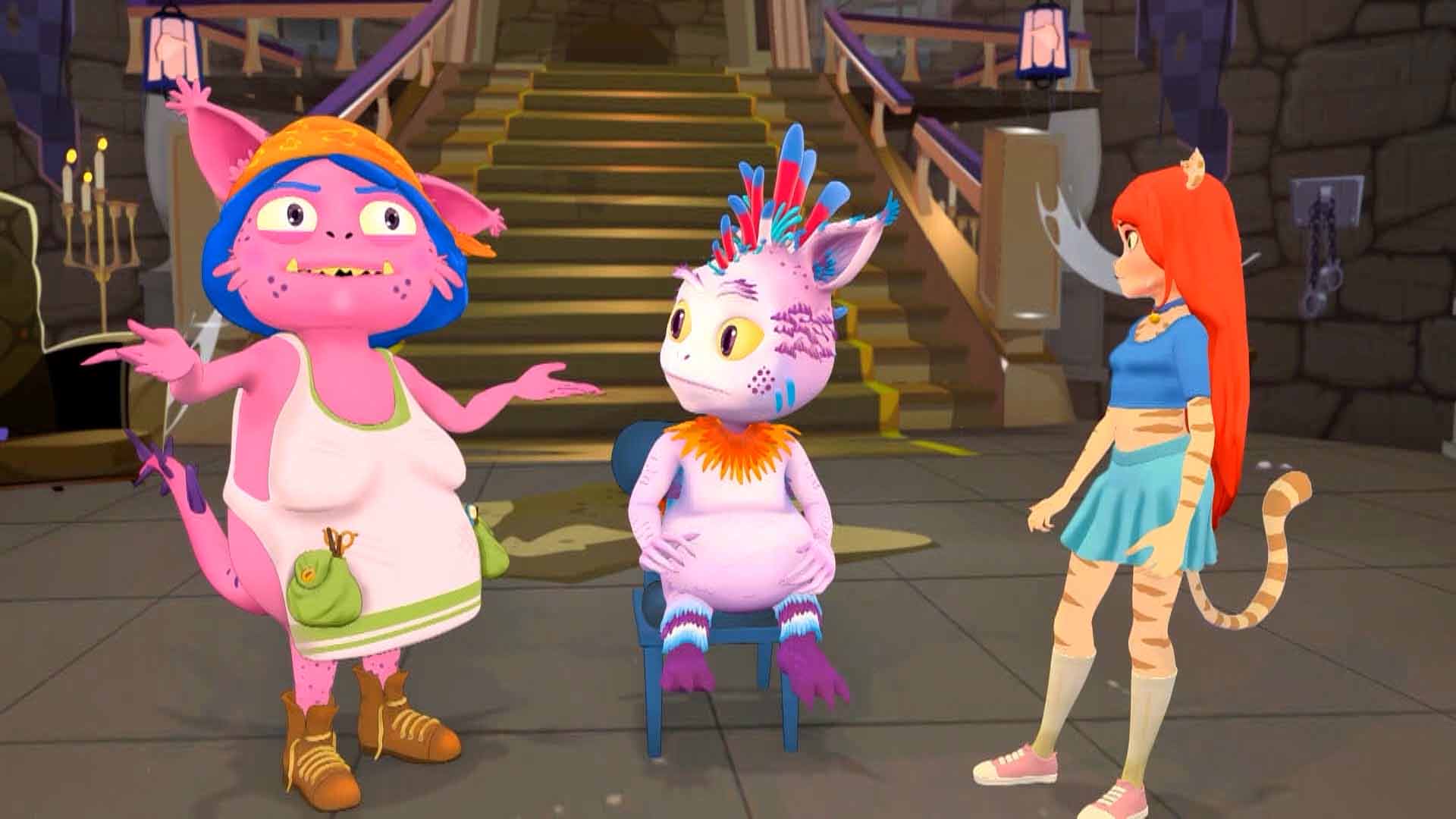 monstruos animados teniendo una conversación 