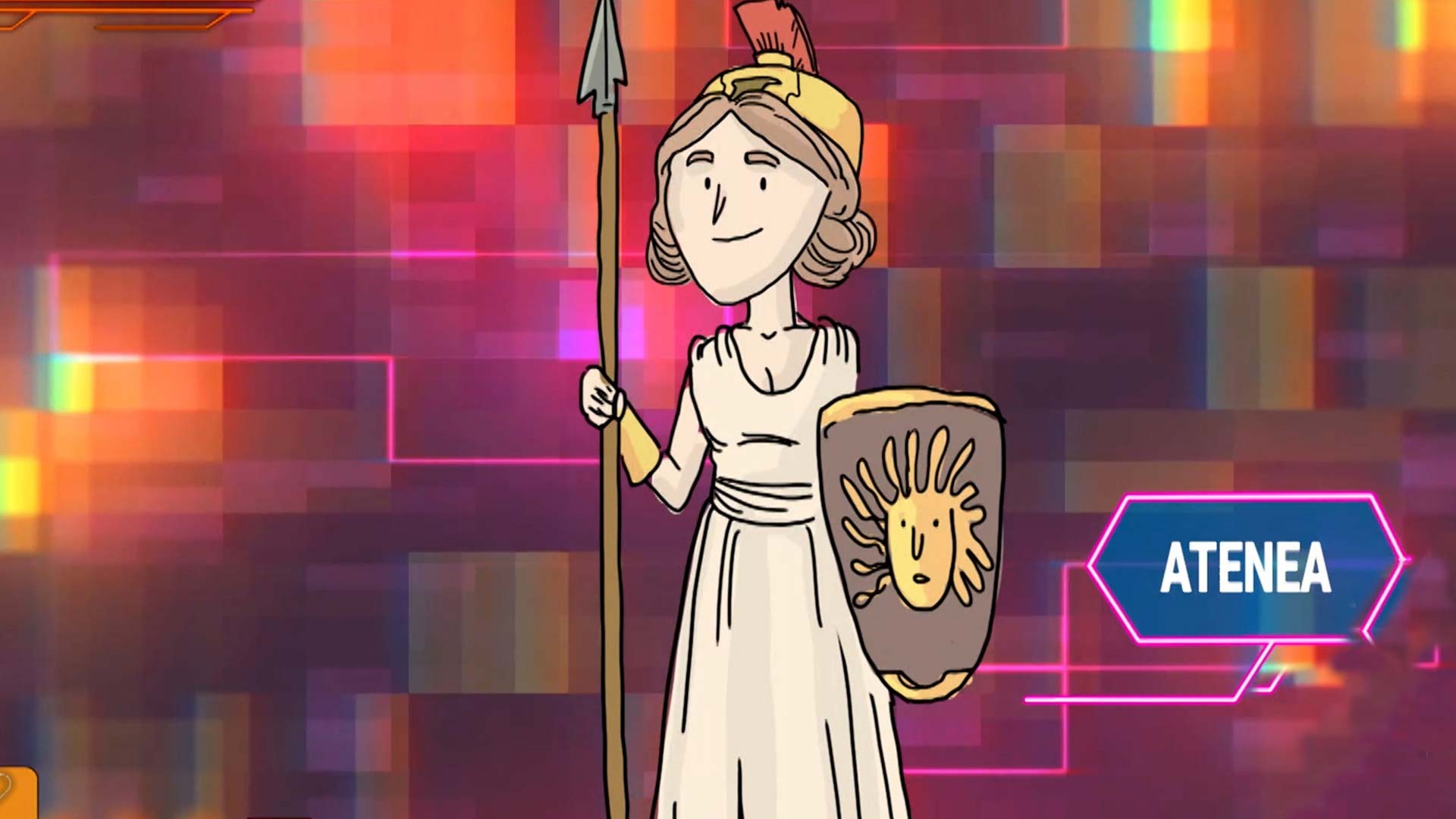 atenea animada, zus, ades, mitologia griega, dioses griegos, profe en tu casa, series educativas, señal colombia