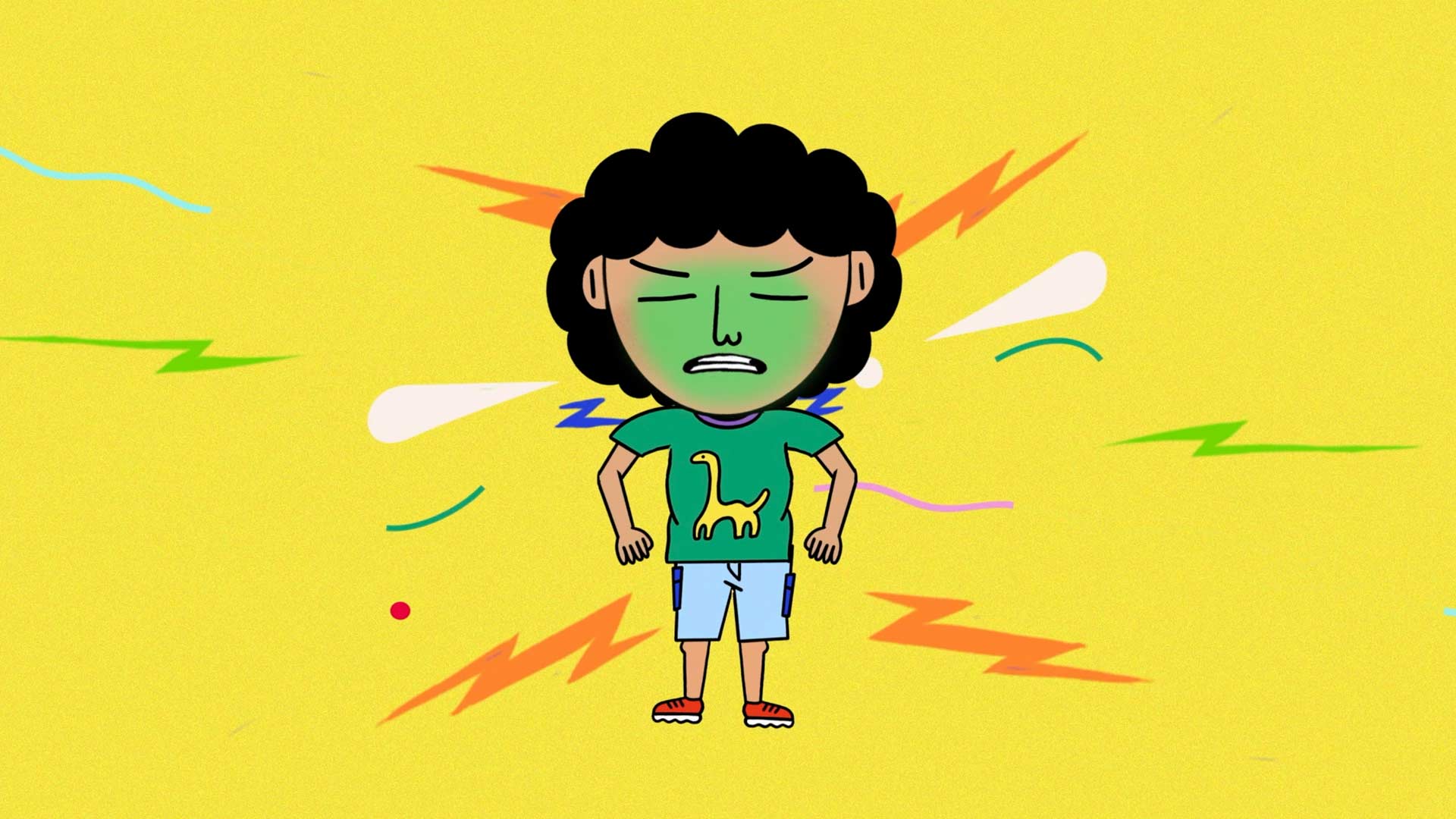 Simón y su cara tornándose verde limón