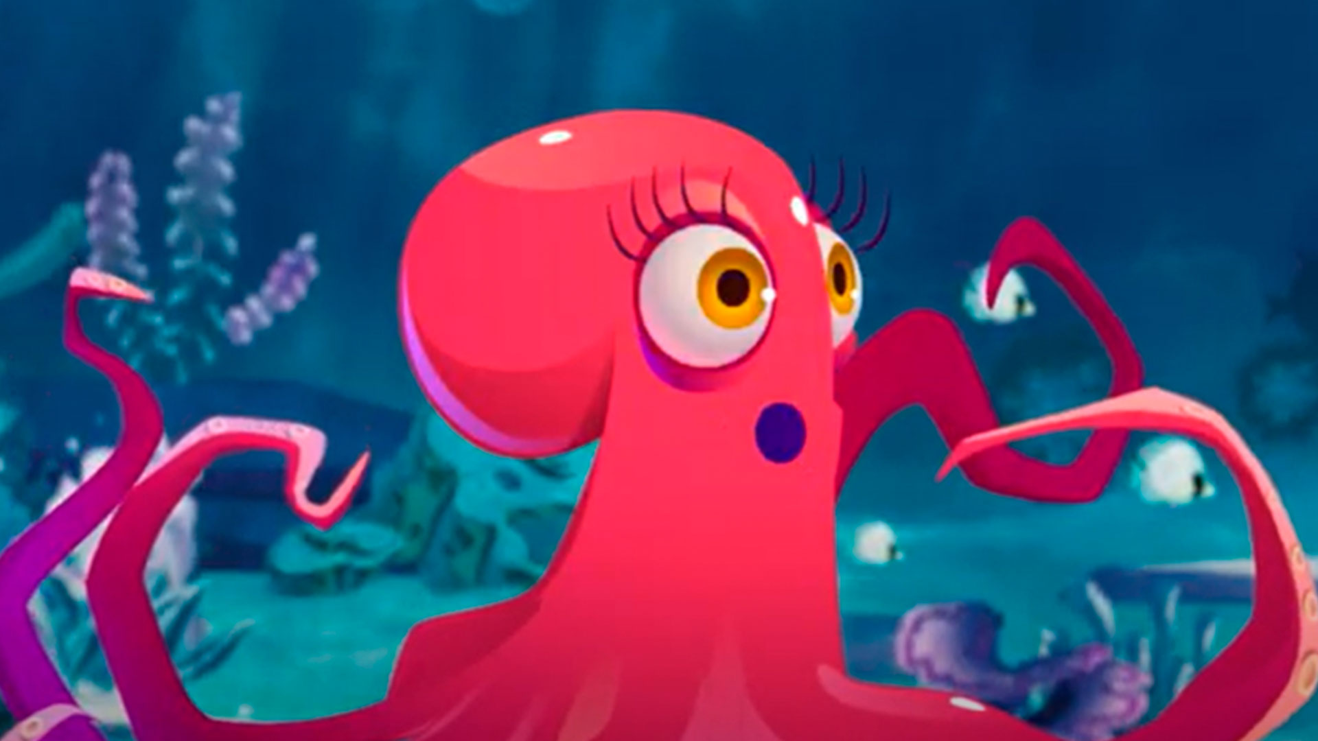 pulpo rosado animado 