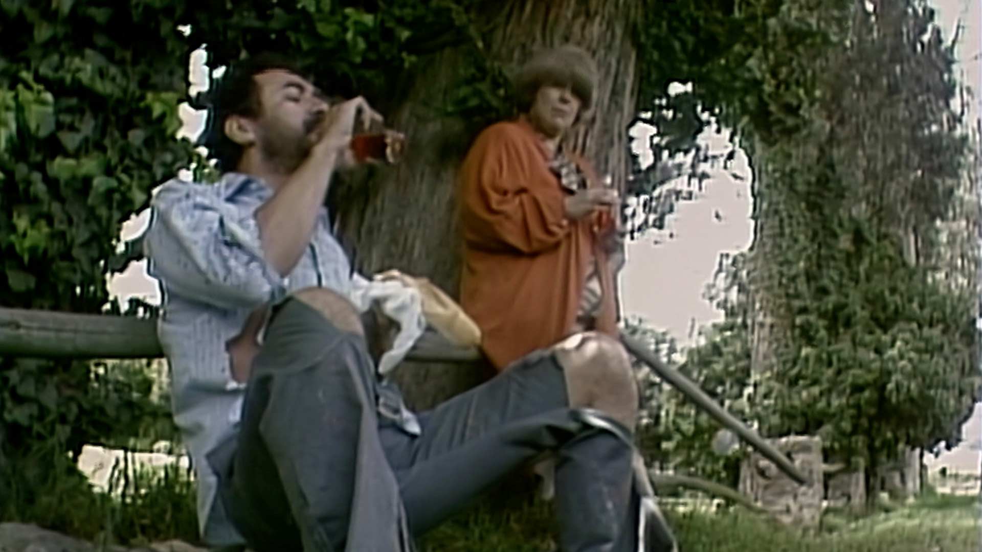 señor tomando junto a mujer mayor