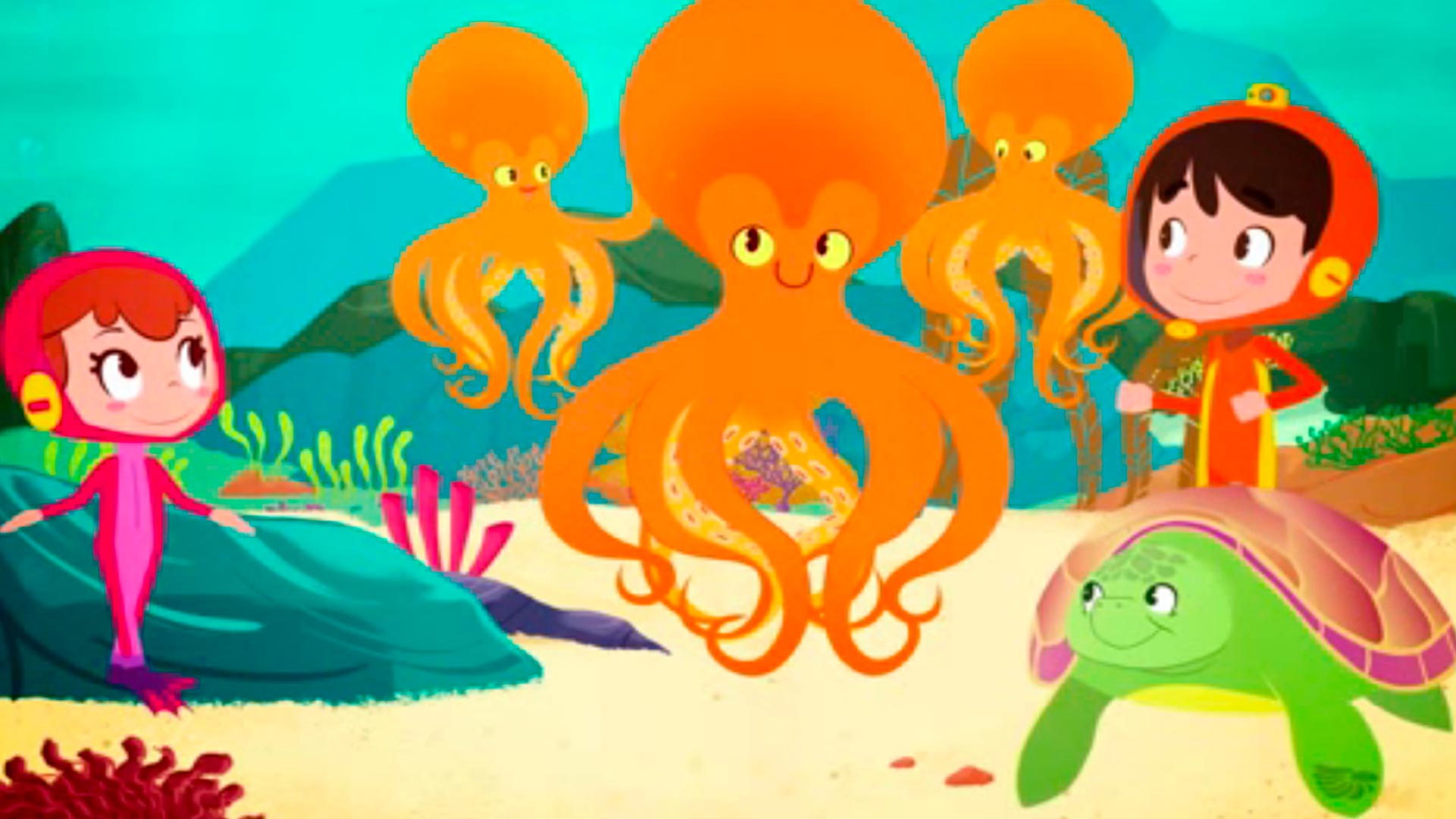 Pulpos, animales marinos animados, animales colombianos, series infantiles gratis, series de animales para niños gratis, langostas animadas, series de señal colombia gratis, series online, series gratis, ver Los fantásticos viajes de Ruka