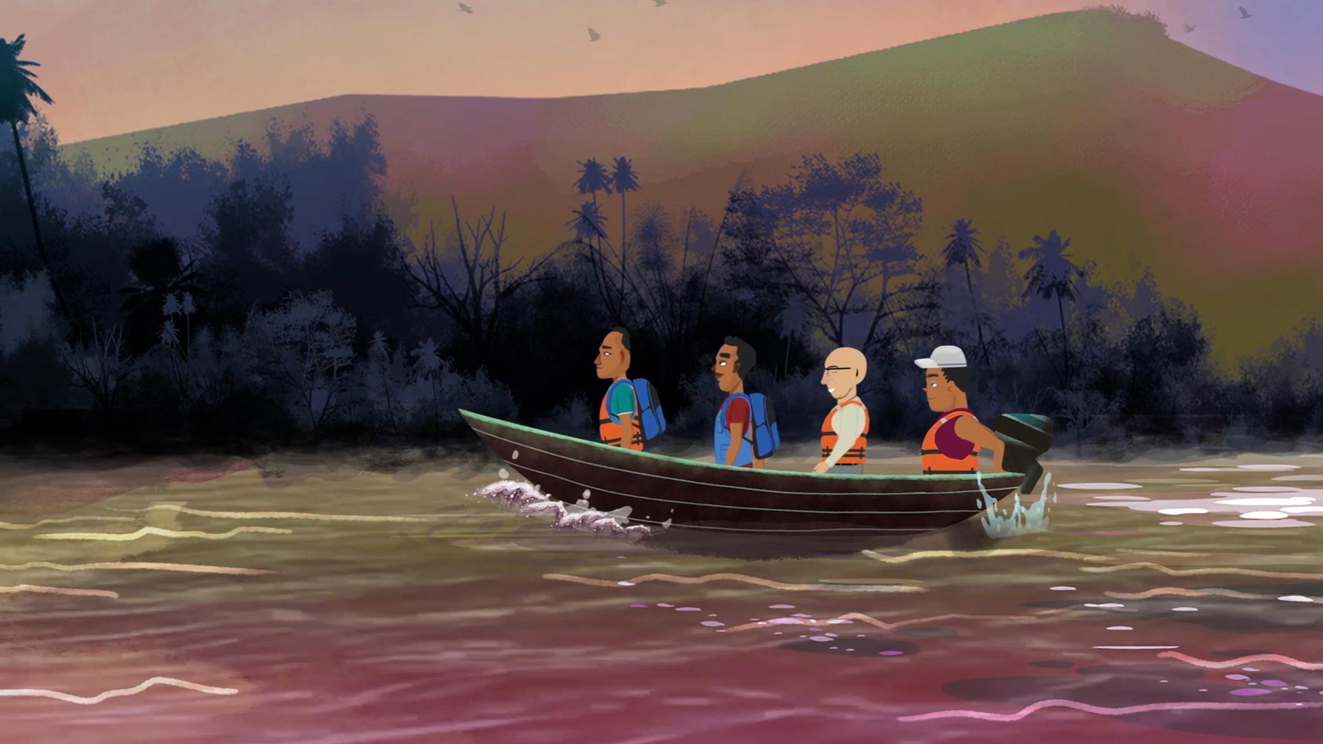 En una lancha recorriendo el territorio - Tejiendo Justicia