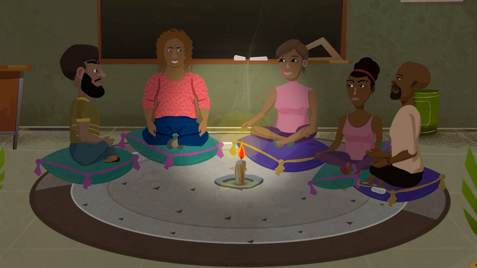 Personas sentadas en círculo meditando - Tejiendo Justicia