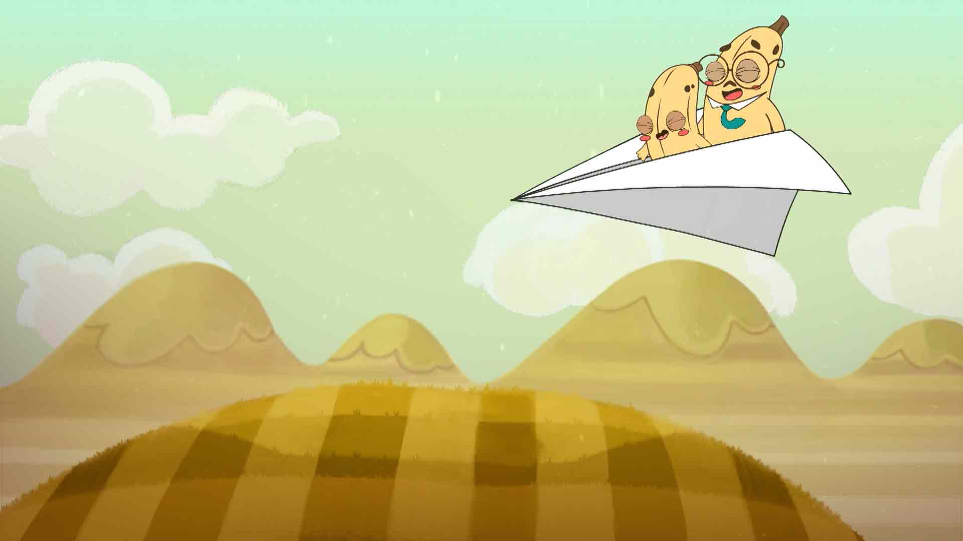 Bananitos en un avión de papel 