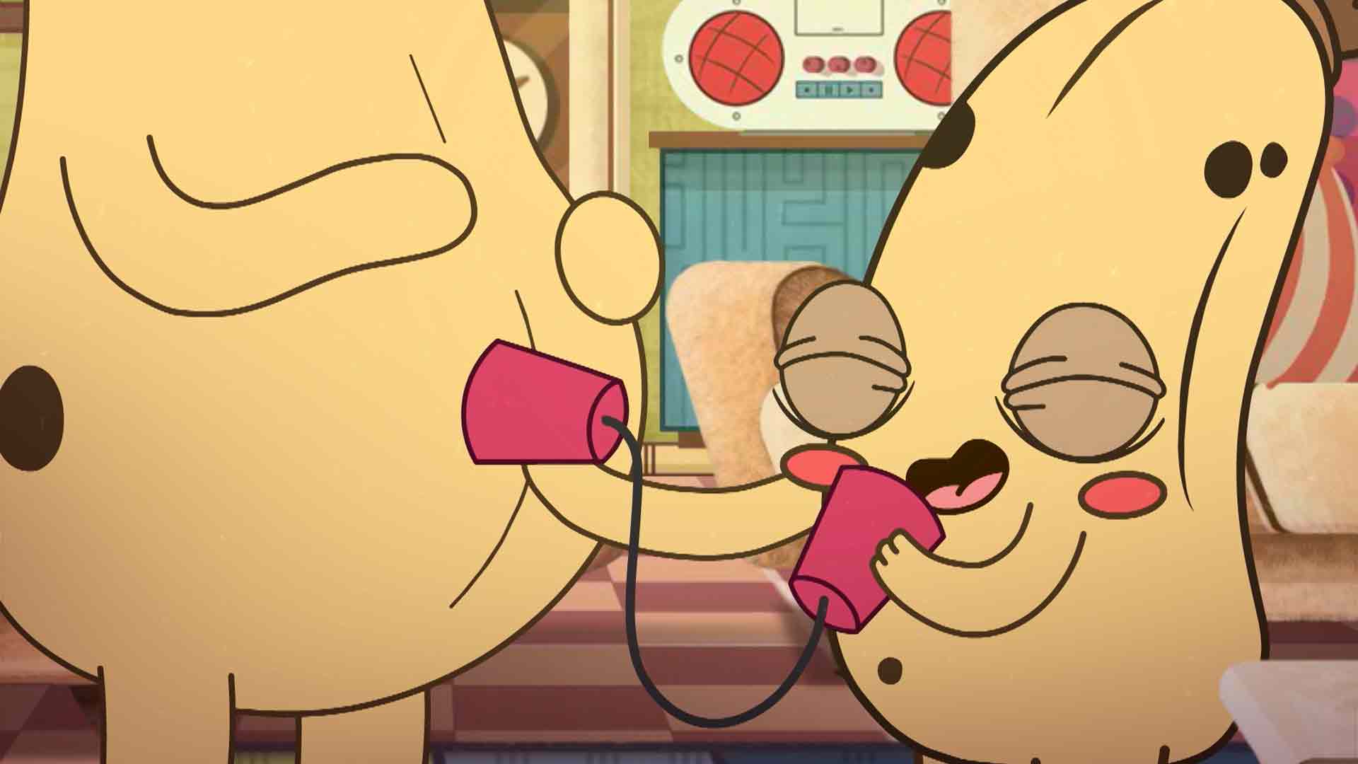 caricatura de banano feliz