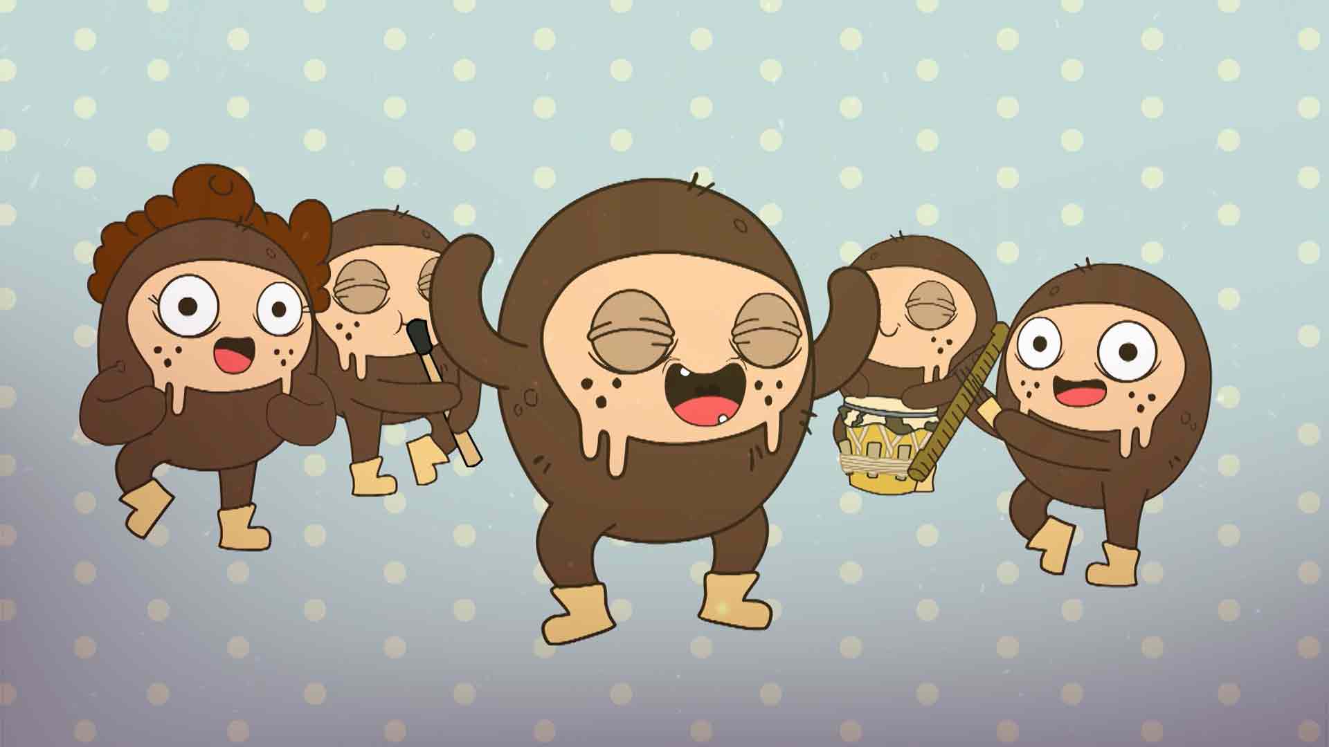 caricatura de familia de cocos 