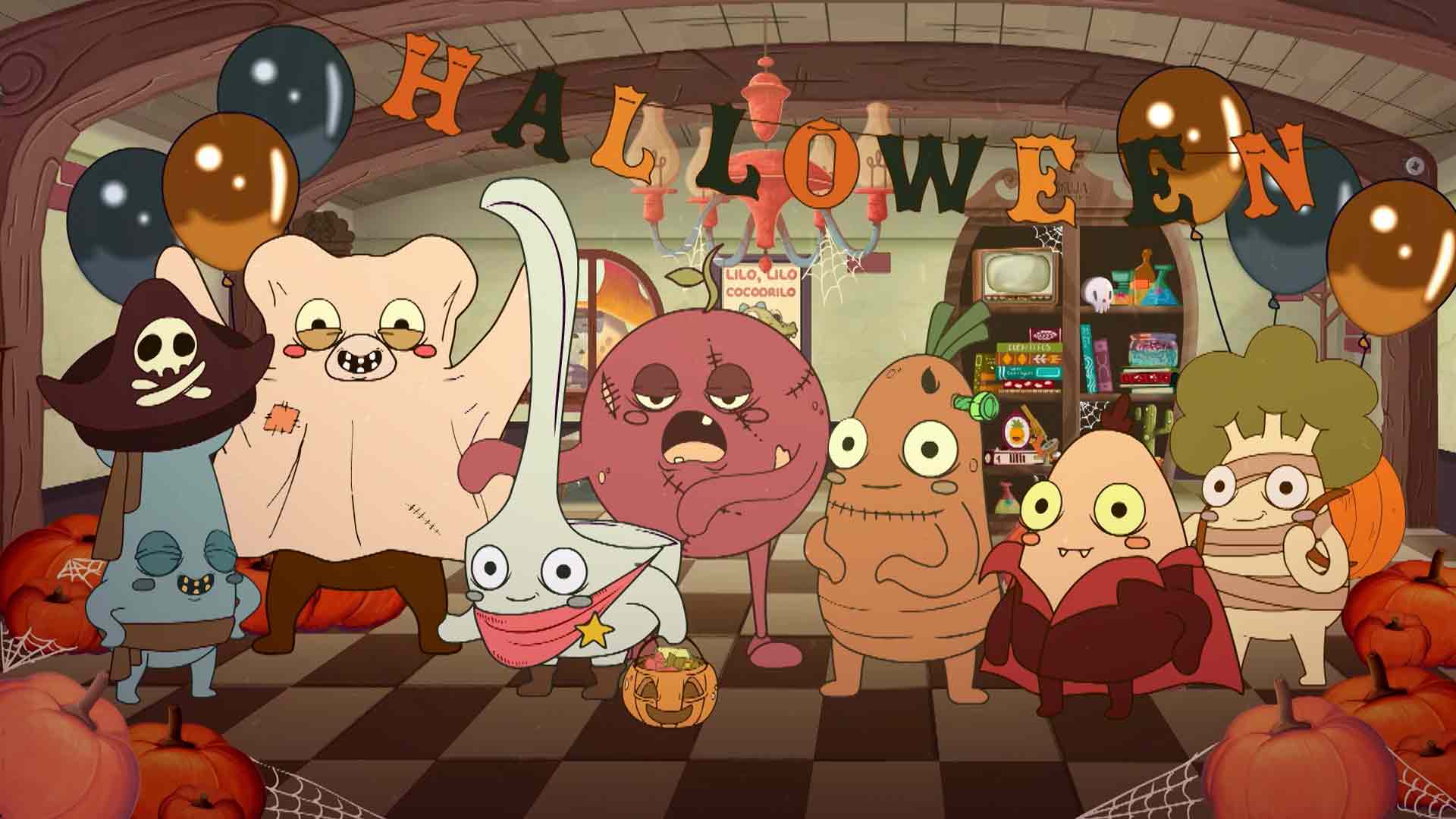 dibujitos animados en una fiesta