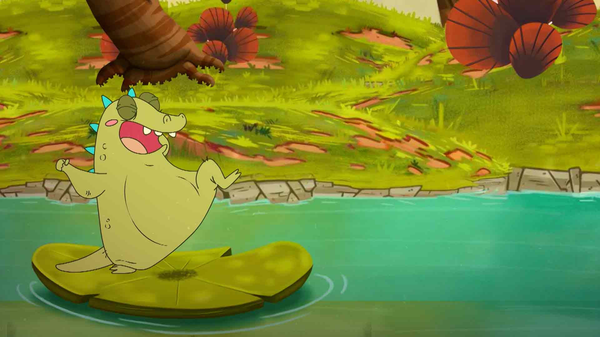 caricatura de cocodrilo en un pantano