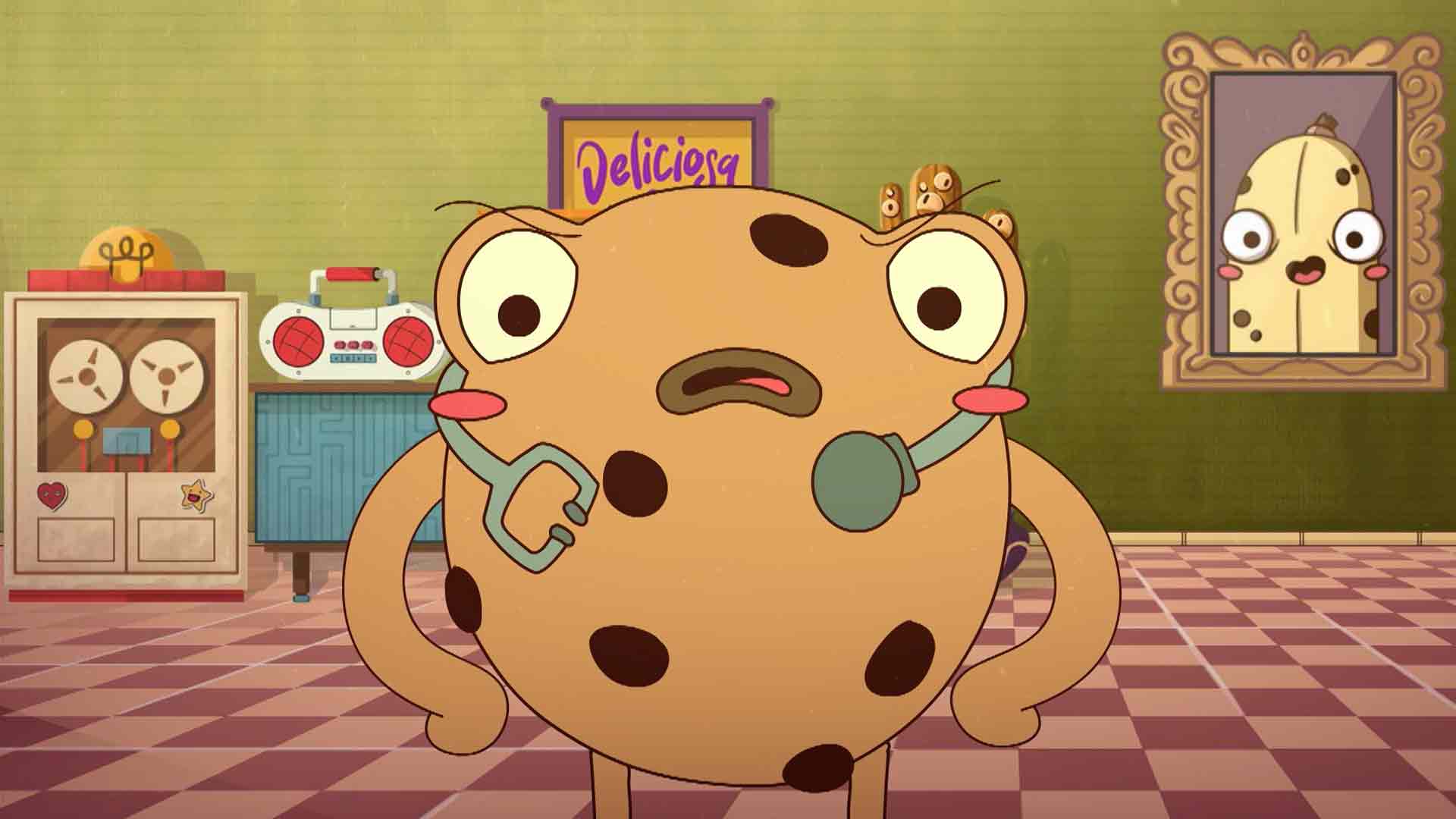 caricatura de el doctor galleta en su consultorio