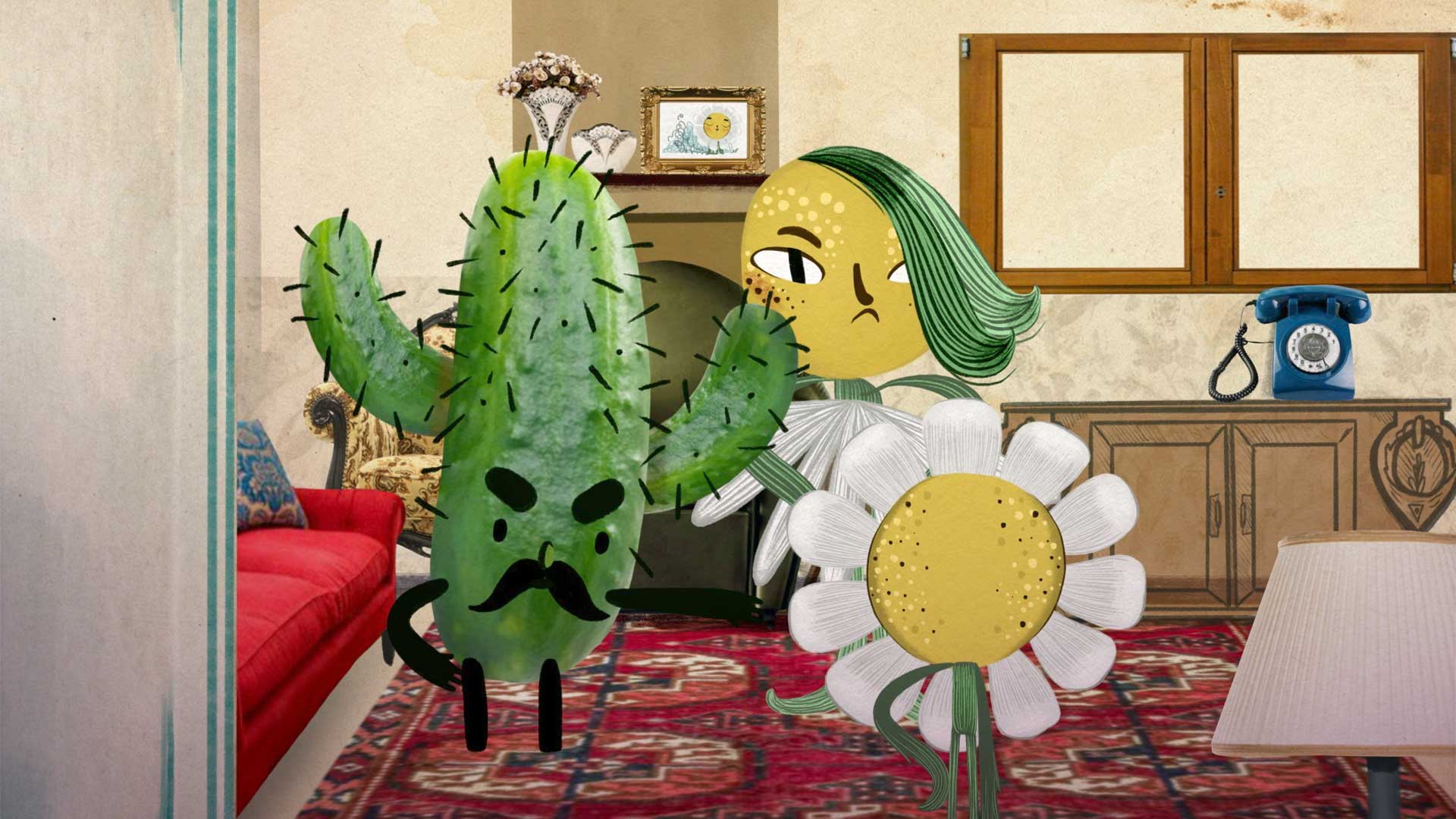 Margarita y Cactus en una discusión, bullying, severa flor, futbol para todos, niños contando cuentos, series infantiles, series online, series gratis, series para niños