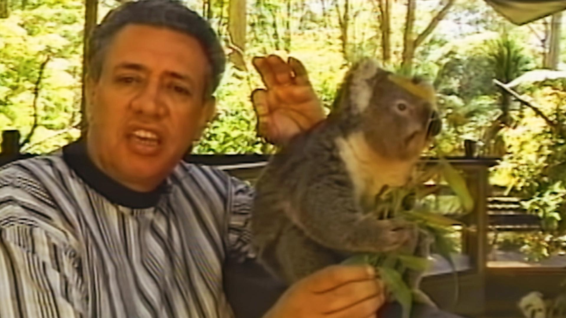 Héctor Mora posando con un koala