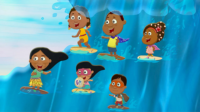 Guiller surfeando, niños colombianos, musica para niños, canciones infantiles, karaokes para niños, series online, series gratis, series de señal colombia