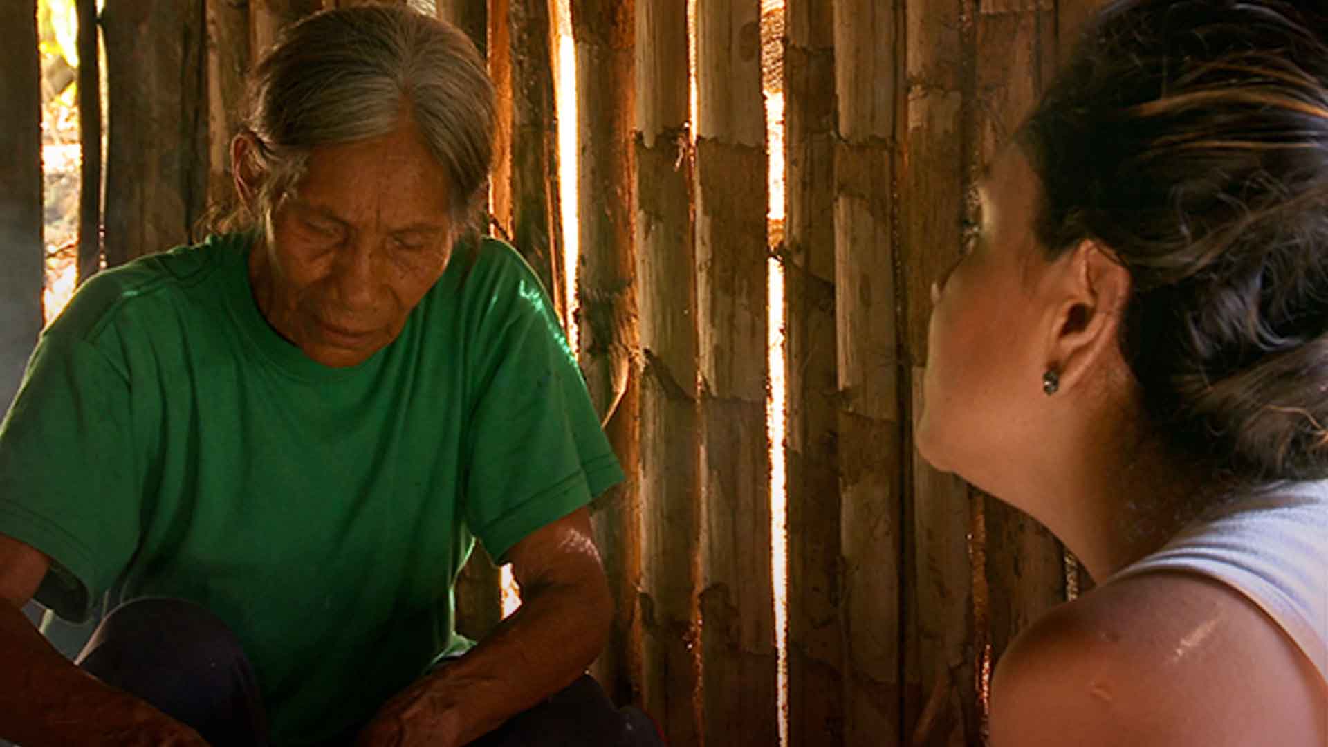 Mujer anciana enseña a joven mujer