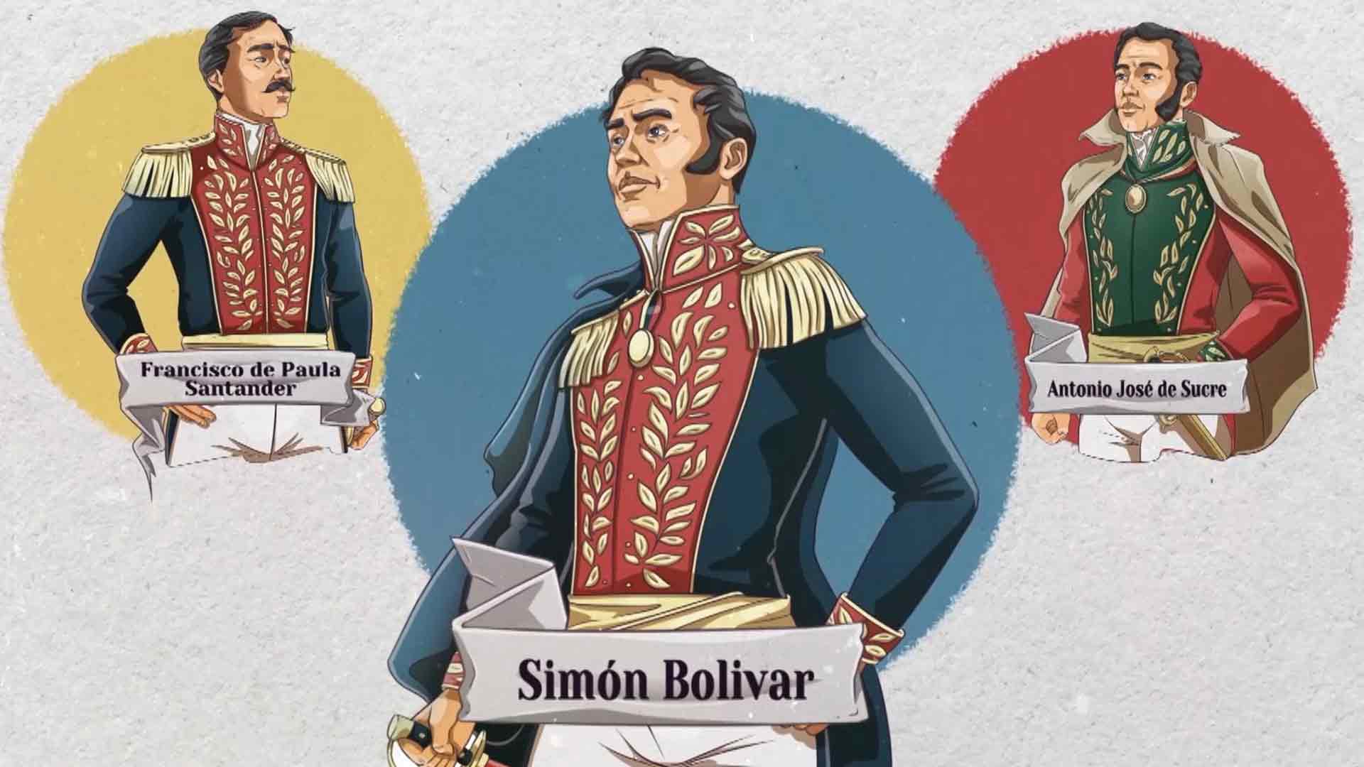 Francisco de Paula Santander animado, biografia de Francisco de Paula Santander, vida de Francisco de Paula Santander, personajes colombianos, series señal memoria, series online, series gratis