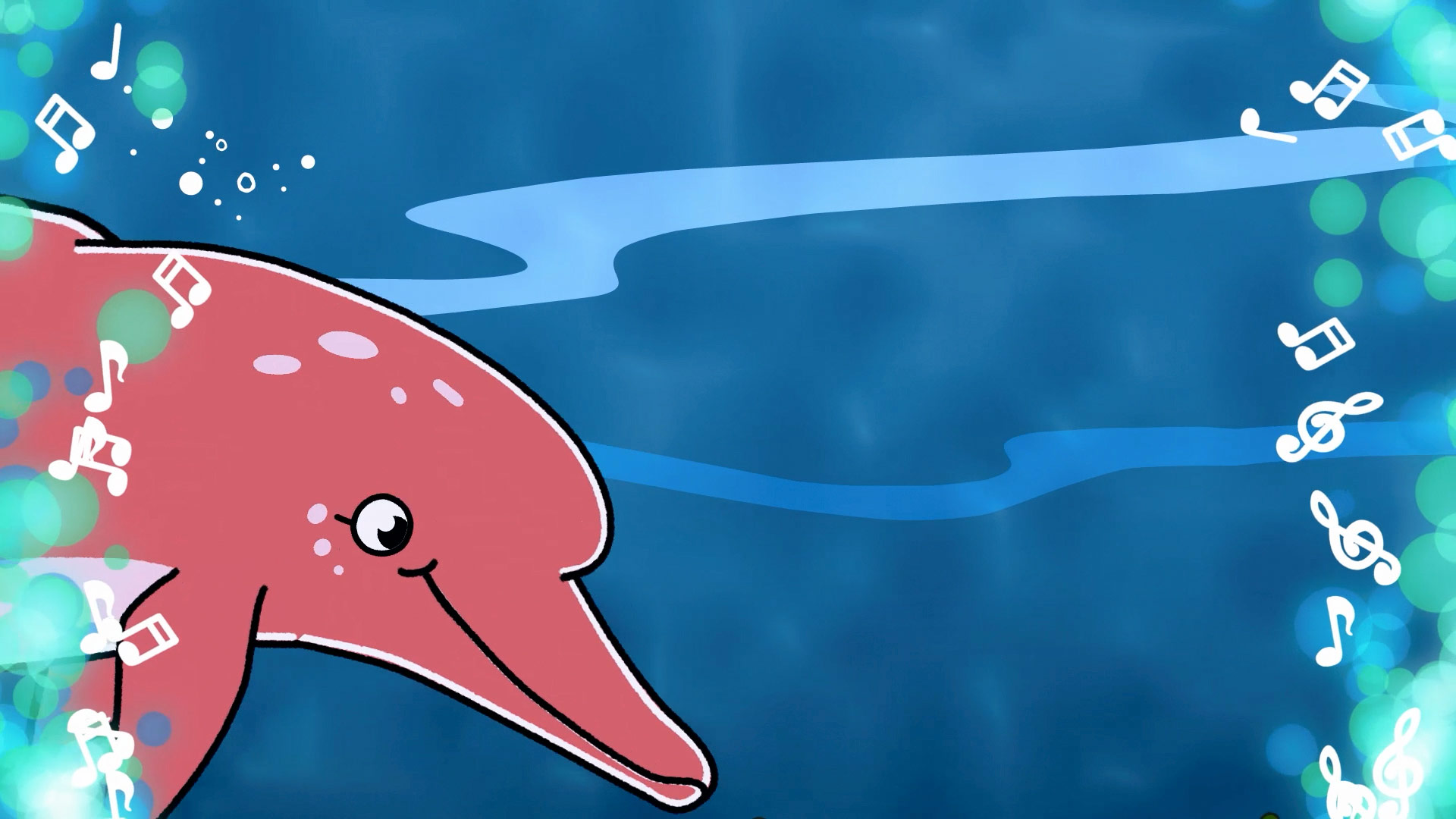 Delfín rosado animado en Hola Flinko, series infantiles gratis, animales andinos, delfin rosado, series colombianas gratis