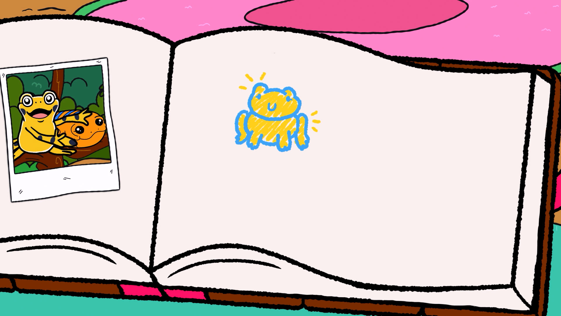 Dibujo de una Rana Dorada, animales andinos, aprender sobre animales, series infantiles, series colombianas gratis, series online para niños