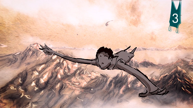 Caricatura de un hombre volando