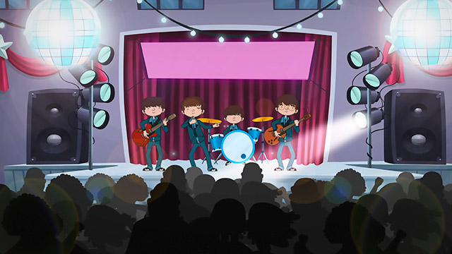 banda tocando sobre un escenario 