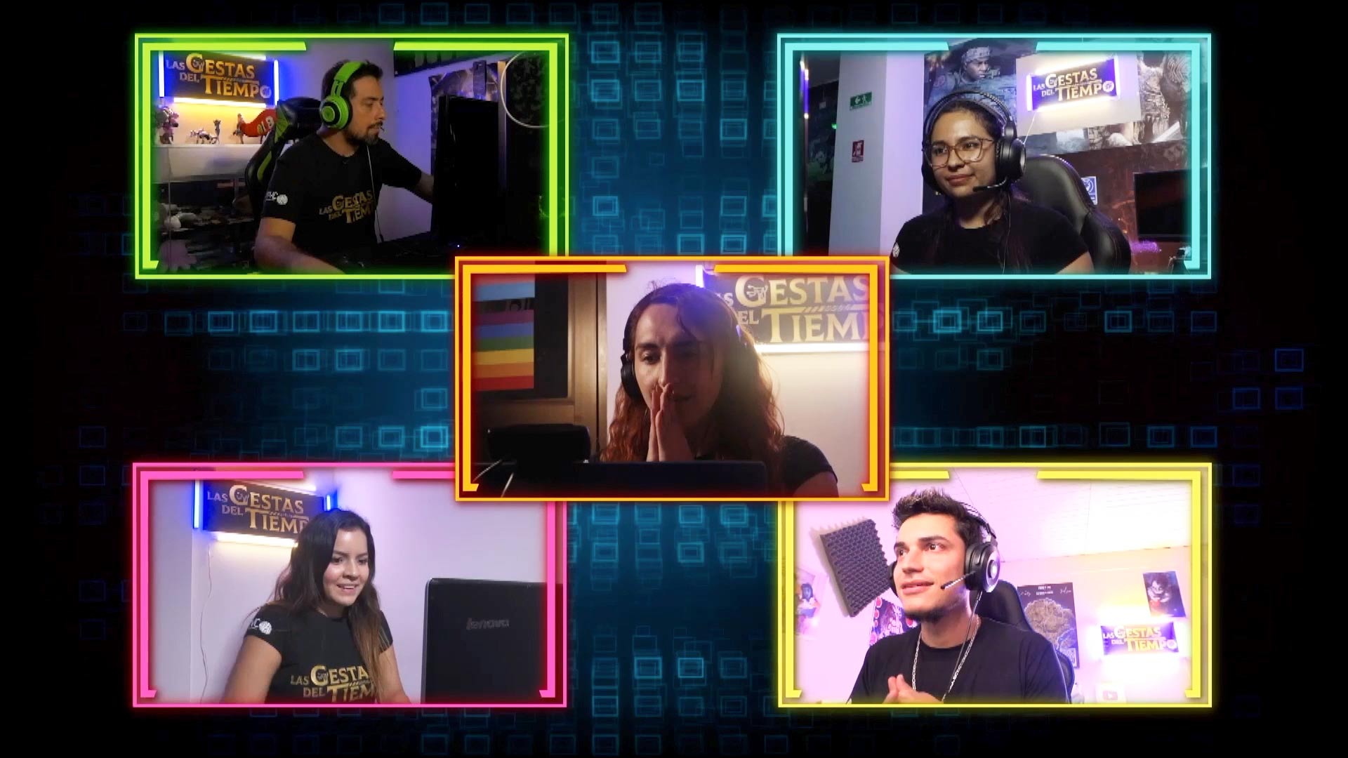 cinco personas, cada una en una pantalla