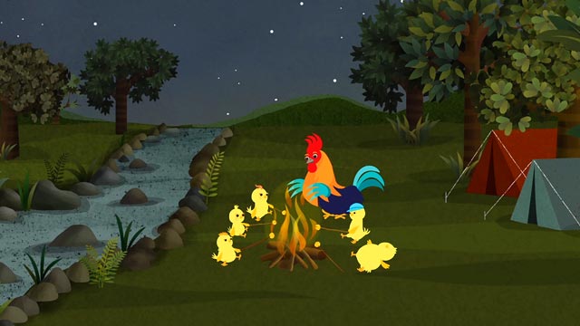 Pollitos, Lo lalá, cantar, Señal Colombia, comida, acampar, fuego , gallina