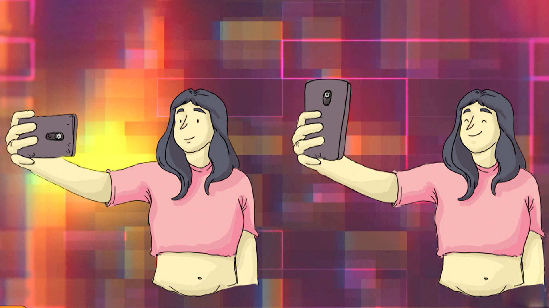 Niñas tomándose una selfie, aprende a crear contenido digital, series colombianas gratis, profe en tu casa, series gratis en rtvcplay