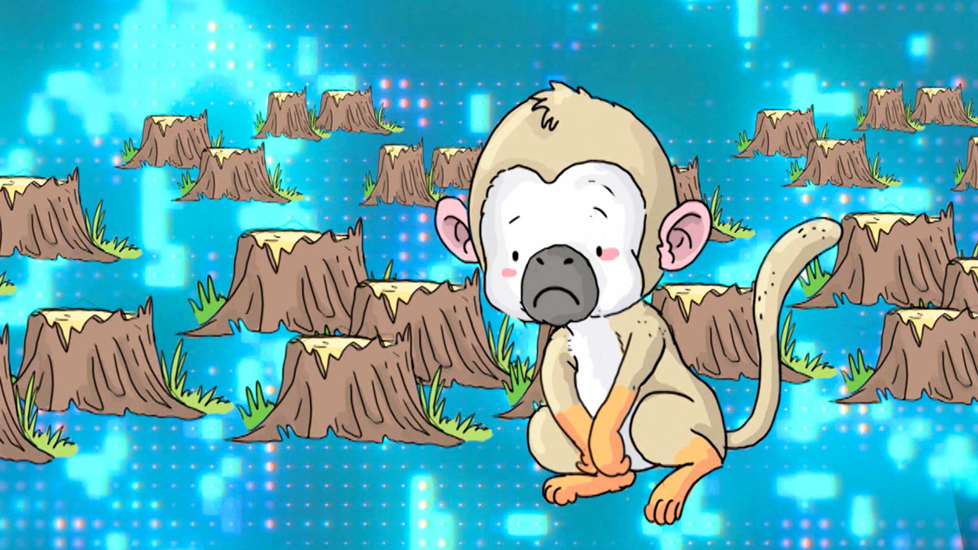 Mono tití en una selva con deforestación, deforestacion, series educativas, profe en tu casa, series colombianas gratis