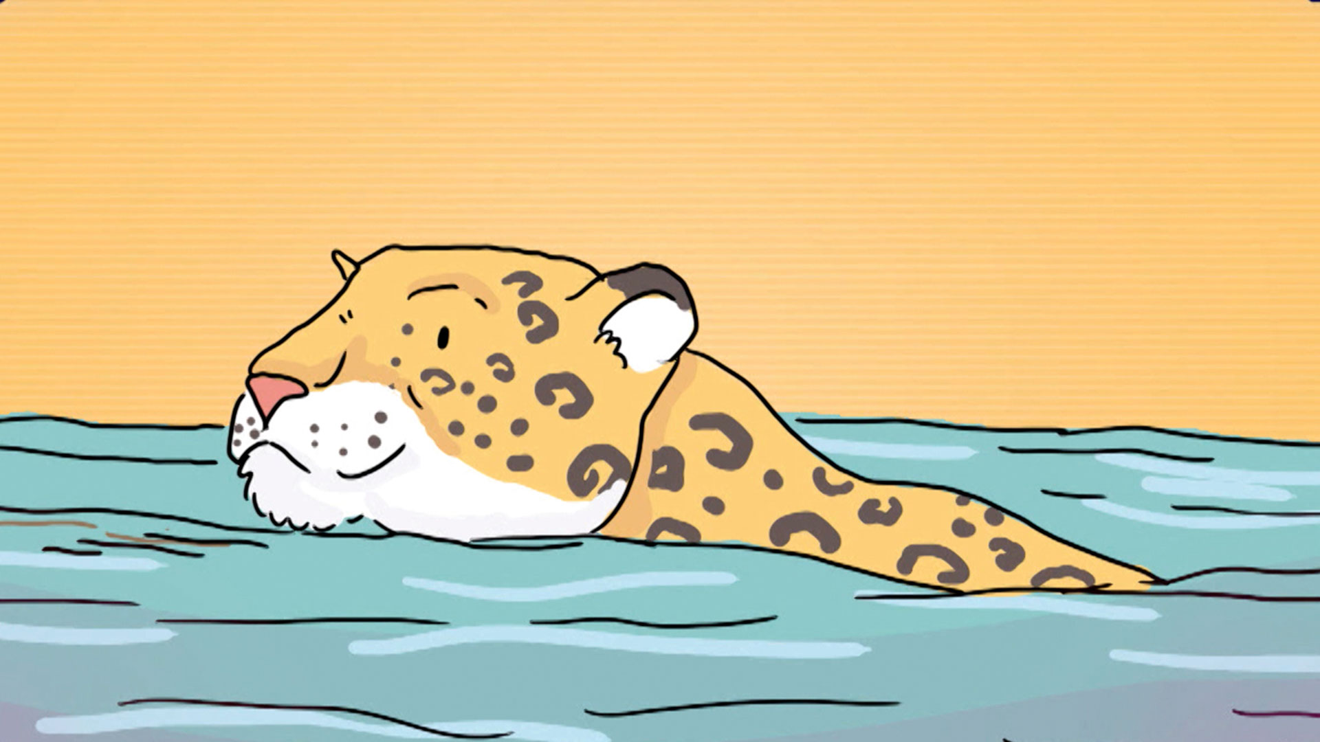 tigre en el agua animado