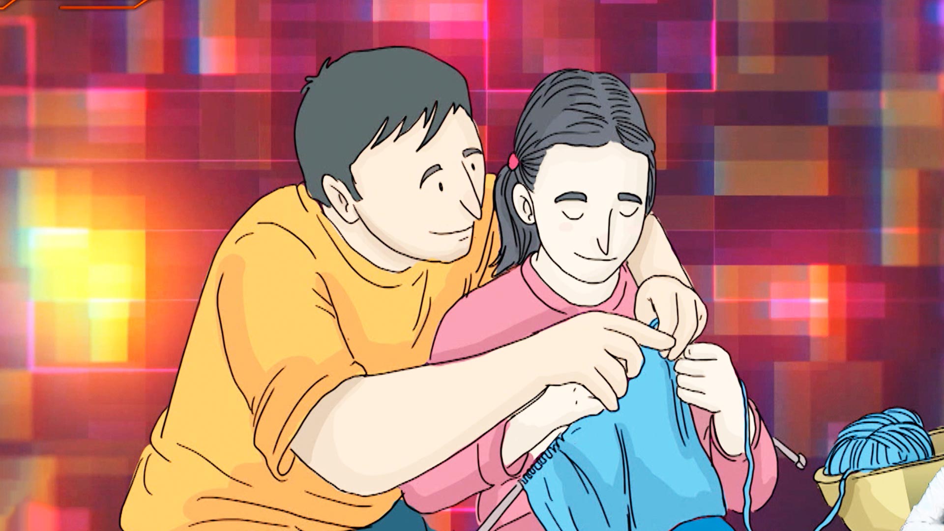 Padre e hija tejiendo, profe en tu casa, series educativas en rtvcplay, oficios y profesiones, series online