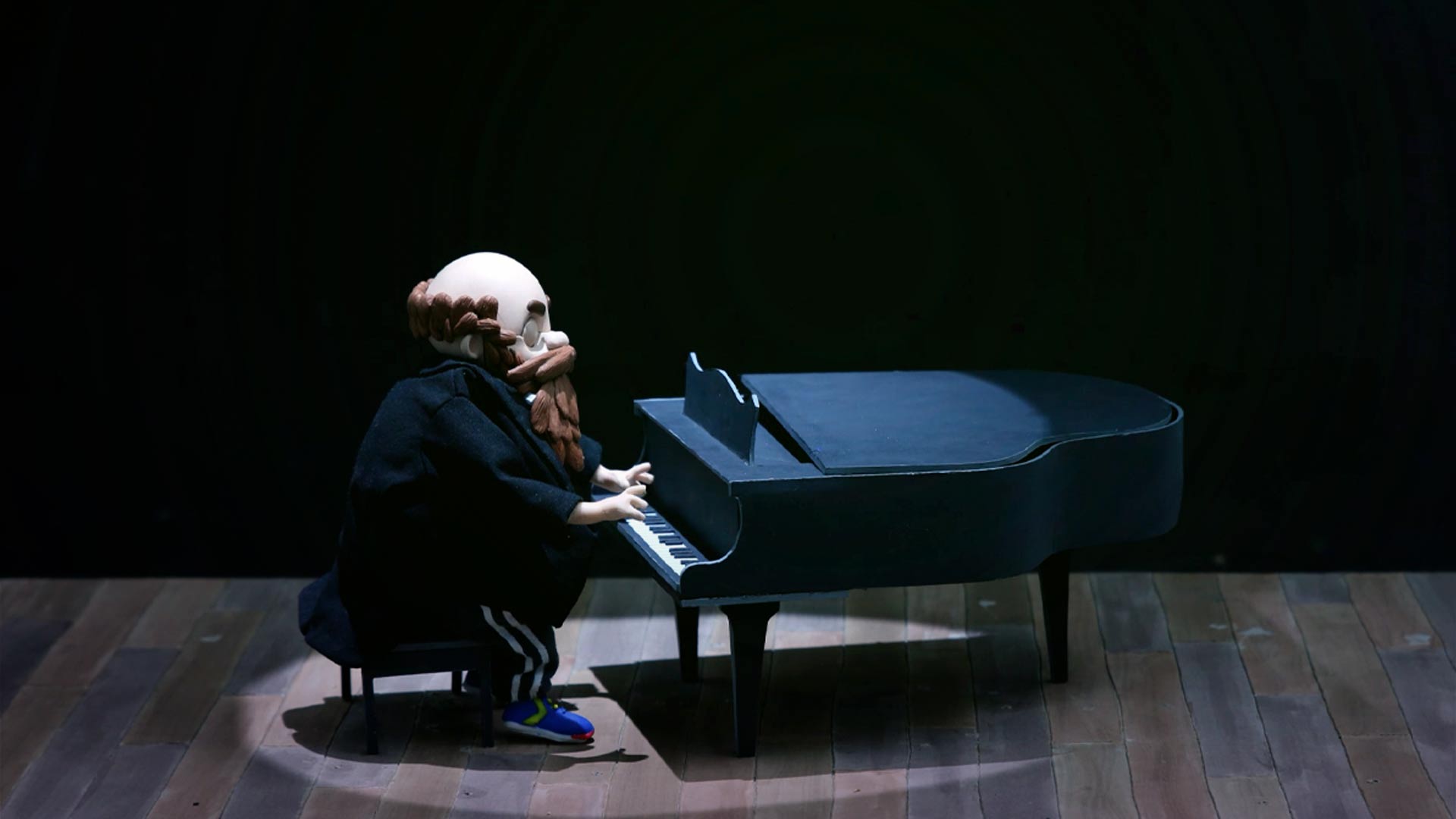 Personaje de hombre barbudo tocando piano, Los contrarios, Zander, ver Zander gratis, series infantiles gratis, series online, series gratis, series animadas