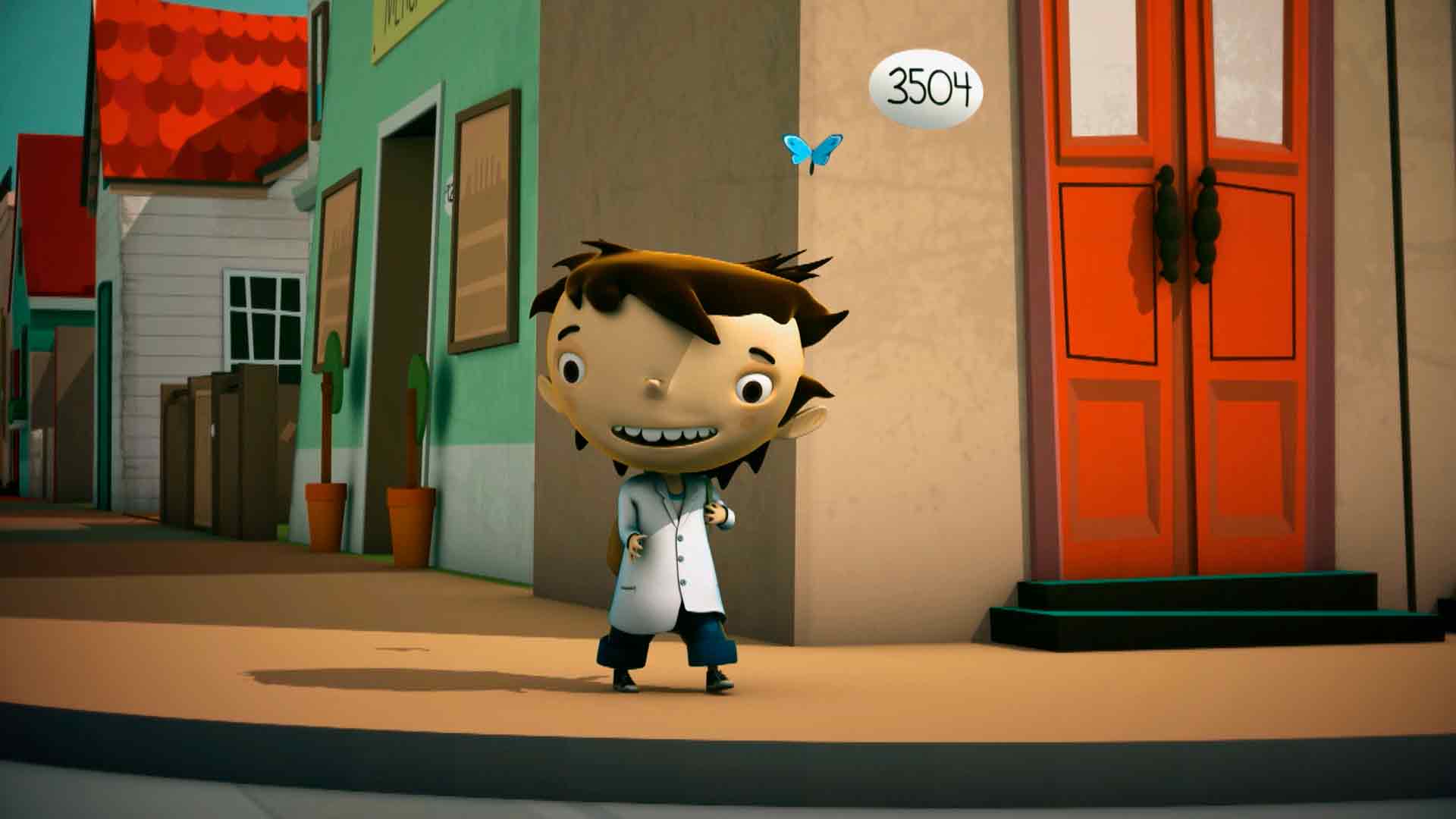 Mati en la calle con una bata