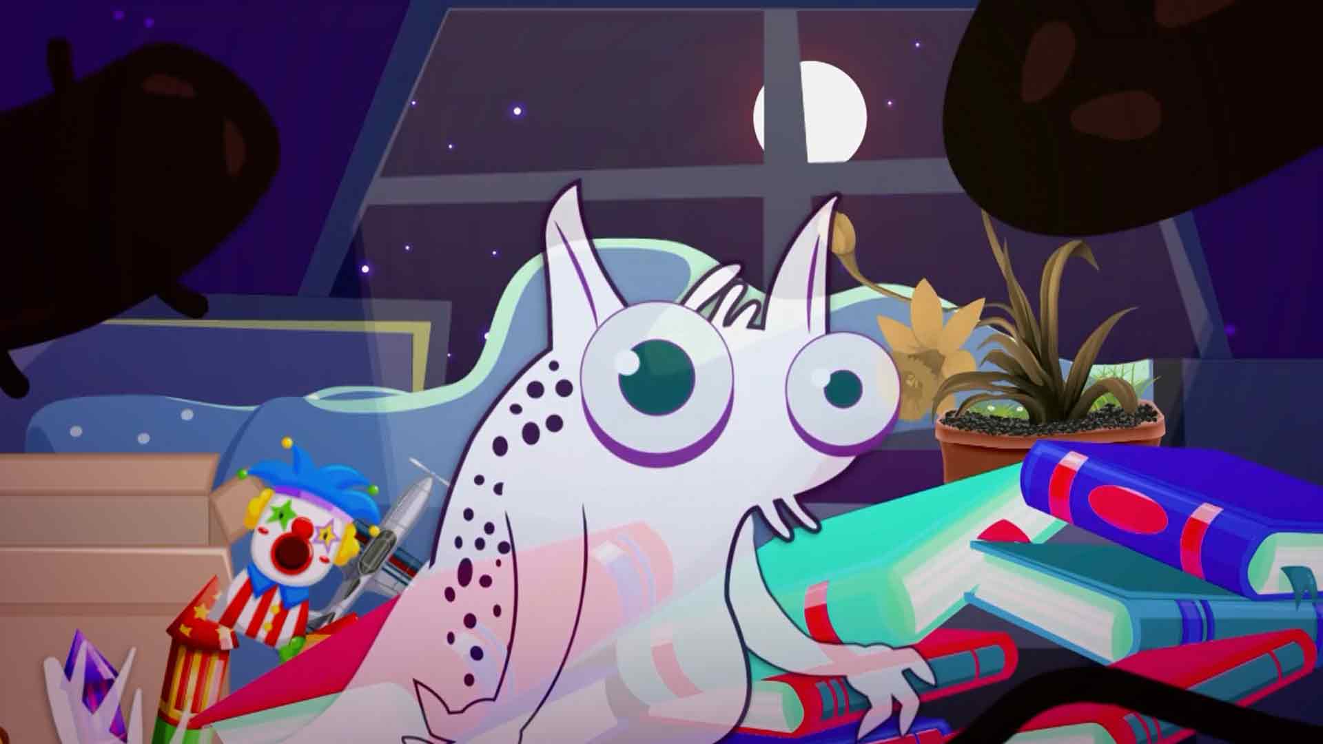 monstruo blanco entre libros, plantas carnivoras, plantas que cambian de color, alimentar a las plantas, series gratis, series online, series infantiles, series juveniles