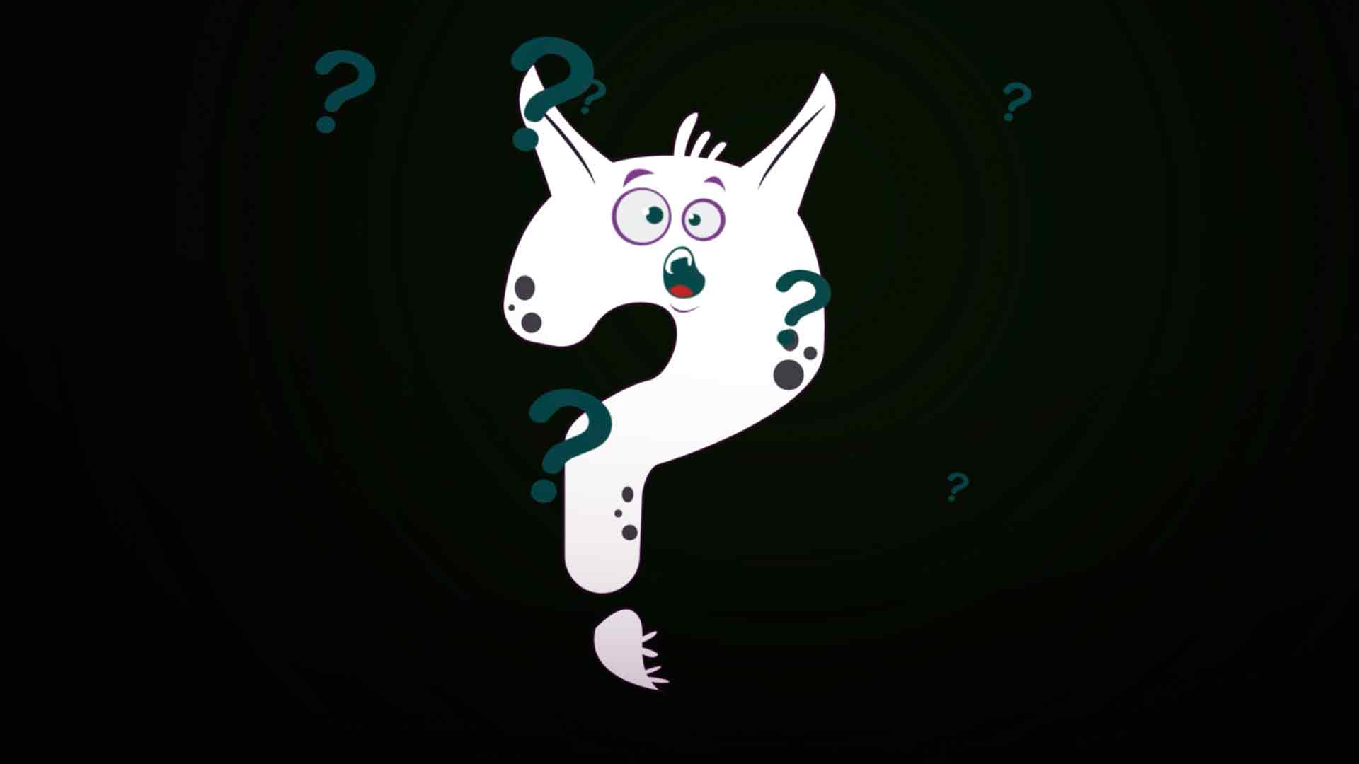 monstruo en forma de signo de interrogación, hacer cosquillas, cosquillas, reirse, series educativas, series gratis, series online, series infantiles, series juveniles